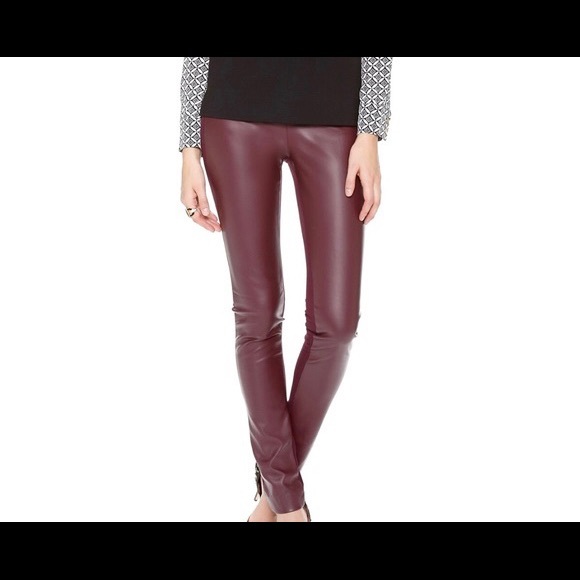 Club Monaco burgundy faux leather legging - Picture 1 of 1